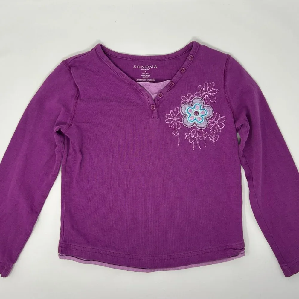 Sonoma Girls Long Sleeve Purple Cotton Cozy Tee‎